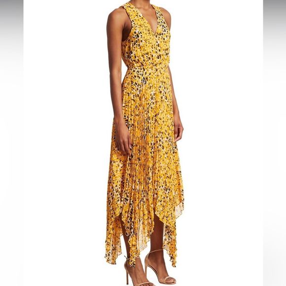 10 Crosby Derek Lam Dresses & Skirts - Derek Lam 10 Crosby Marigold Yellow Sleeveless Animal Print Pleated maxi Dress